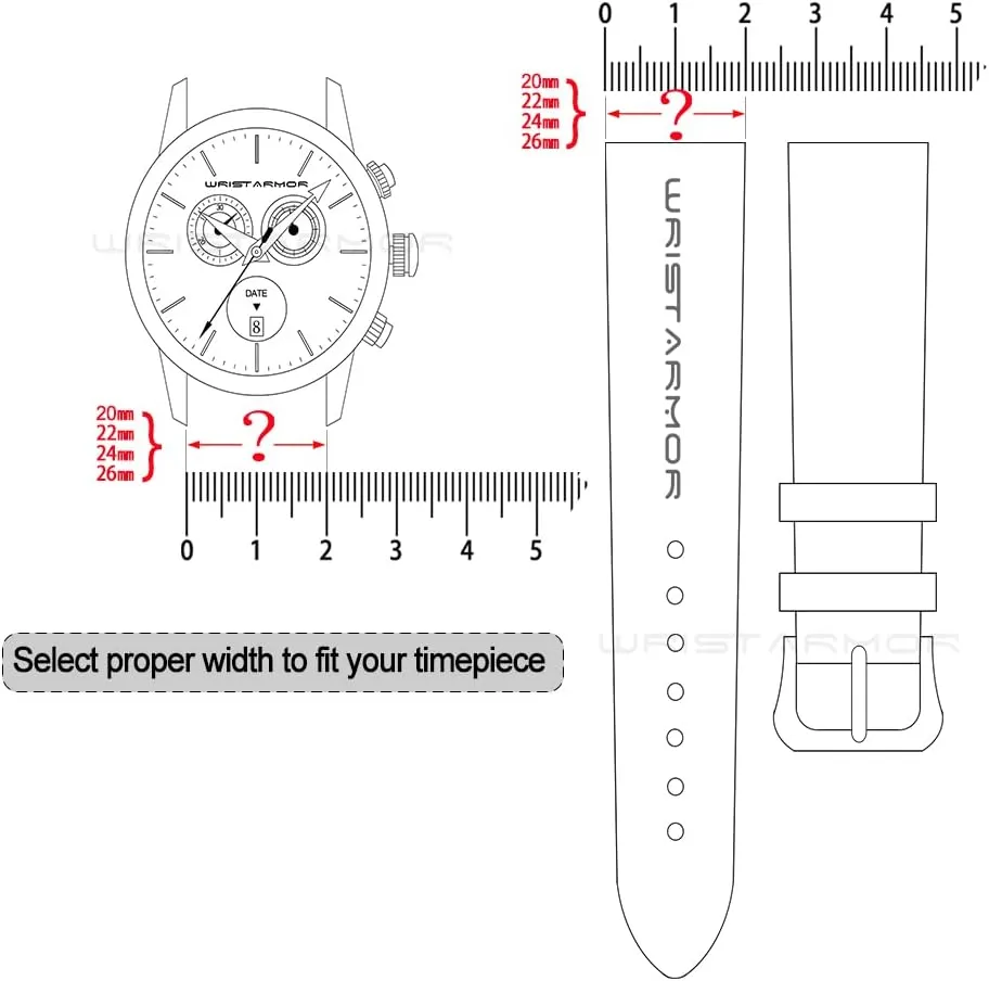 24mm Men's premium soft rubber watch band H-type interface waterproof sports strap