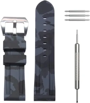 24mm Men's premium soft rubber watch band H-type interface waterproof sports strap