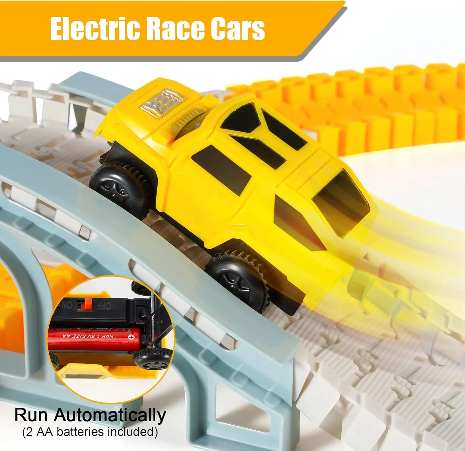 260 PCS Construction Race Tracks for Kids Toys, 2 Electric Cars, 4 Construction Cars, 1 Map & Flexible DIY Track Set, Engineering Toys for 3 4 5 6 Year Old Boys Girls
