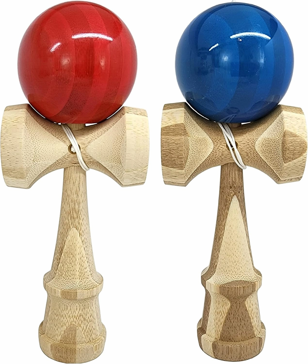 2 Pack | Competition Pro Kendama Full Size | Solid Wood Ball and Cup Coordination Toy | Blue and Red Bundle