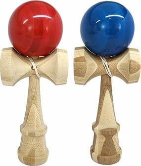 2 Pack | Competition Pro Kendama Full Size | Solid Wood Ball and Cup Coordination Toy | Blue and Red Bundle