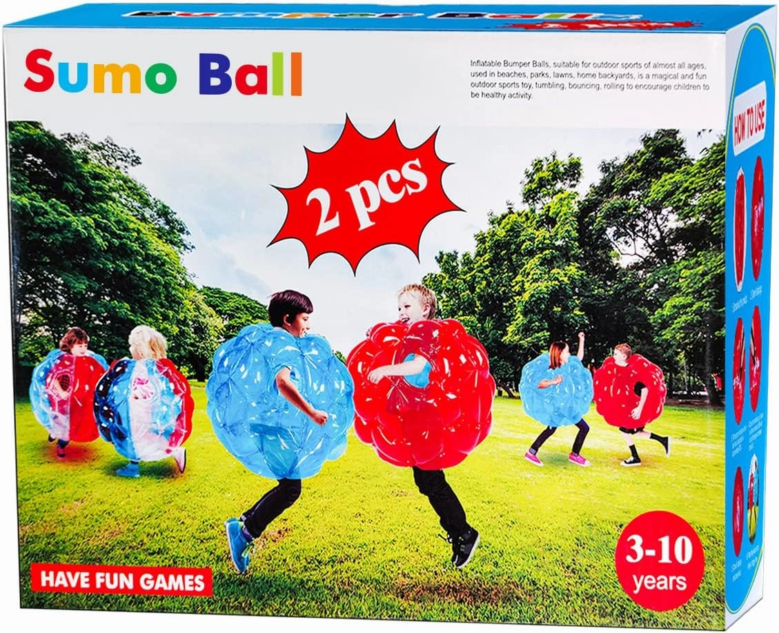 2 Pack-bumpers for kids, bounce ball for Kids, kids sumo Balls, grass ball for child outdoor team gaming play for 3-12 ages (60 cm, blue red)