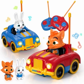2 Pack Remote Control Cars for Toddlers and Kids with Detachable Figures, Lights and Music, Toys for Boys and Girls Age 3 4 5 6 Year Old