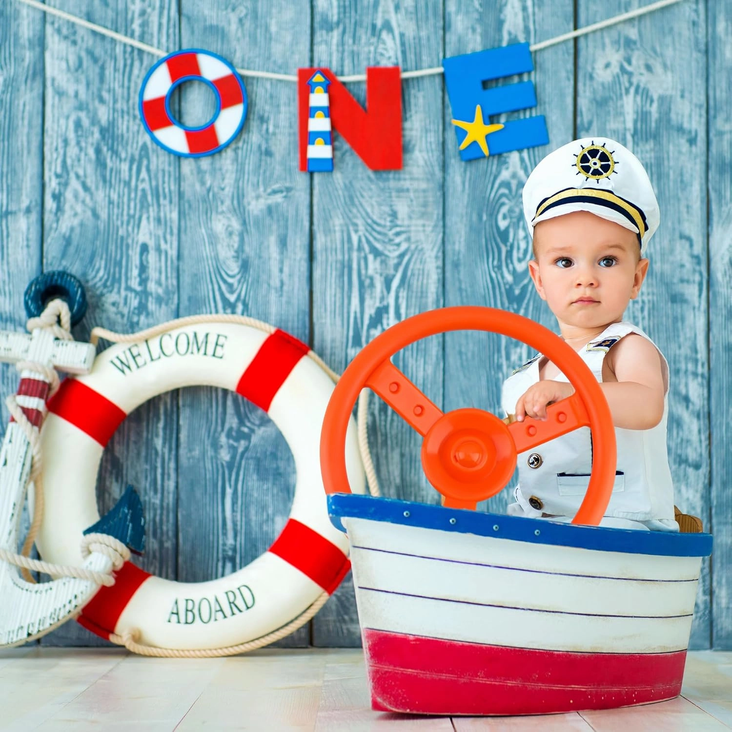 2 Pack Steering Wheel Playset Plastic Pirate Ships Wheel with Mounting Tools for Kids Playground Outdoor Gym (Purple, Orange)