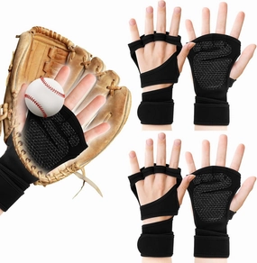 2 Pairs of Ventilated Padded Glove, Baseball Exercise Glove for Weight Lifting, Cycling, Gym, Training, Reduces Friction and Irritation with Built-in Wrist Wraps for Men and Women