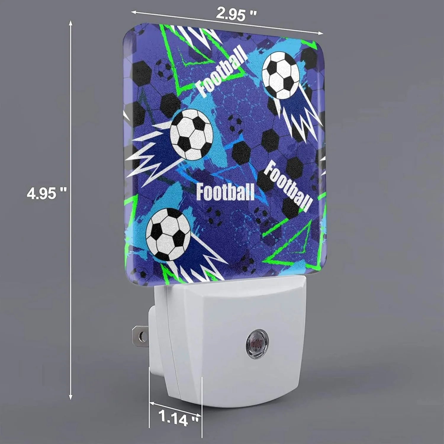 2Pc Trendy Pattern Soccer Ball Football Led Night Lights with Auto Dusk to Dawn Sensor Night Lamp Plug in LED Home Decorative Bed Light for Kids Adults Room