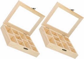 2Pcs DIY Unfinished Wooden Box for Transparent Lid Jewelry Storage Case with Compartments Safe Natural Wood for Crafts and Organization Rooms