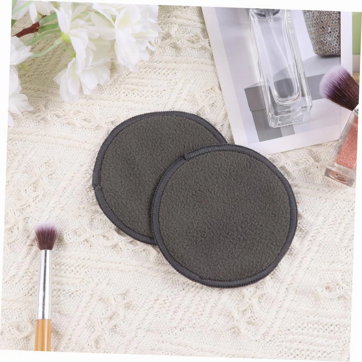 2sets Makeup Removal Pads Soft Cleaning for Women Makeup Facial Powder Puff Reusable Eraser Towel 10pcs*2