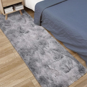 2x6 Ft Gray Rugs for Bedroom Fluffy Runner Area Rug for Living Room Gray Bedroom Rug Soft Fuzzy Shaggy Carpet for Kids Room Dorm Nursery with Non-Slip Bottom