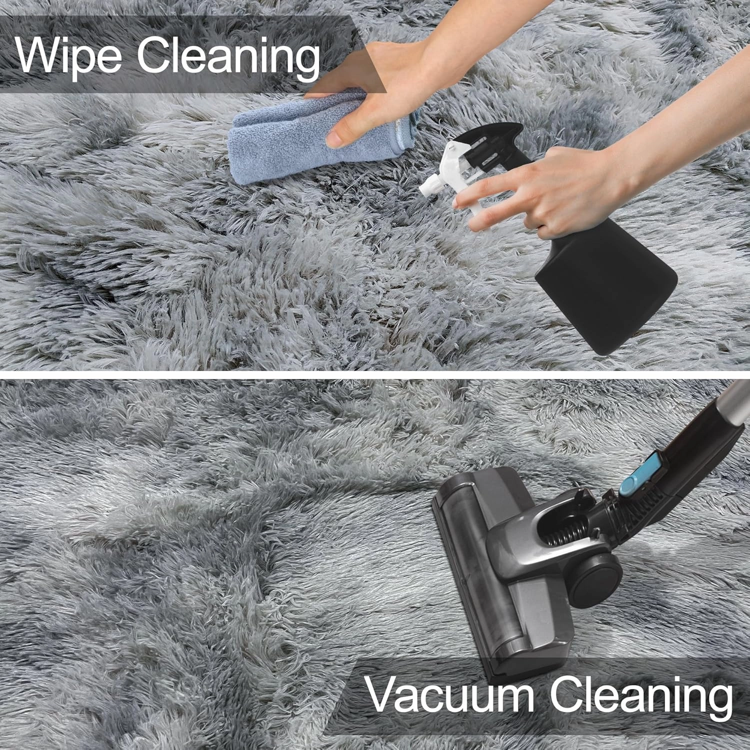 2x6 Ft Gray Rugs for Bedroom Fluffy Runner Area Rug for Living Room Gray Bedroom Rug Soft Fuzzy Shaggy Carpet for Kids Room Dorm Nursery with Non-Slip Bottom