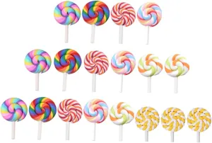 35pcs Colorful Simulation Lollipop Decorations Miniature Candy Toys for Scene Decor for Party Decoration Crafts and Home Embellishment Random Style