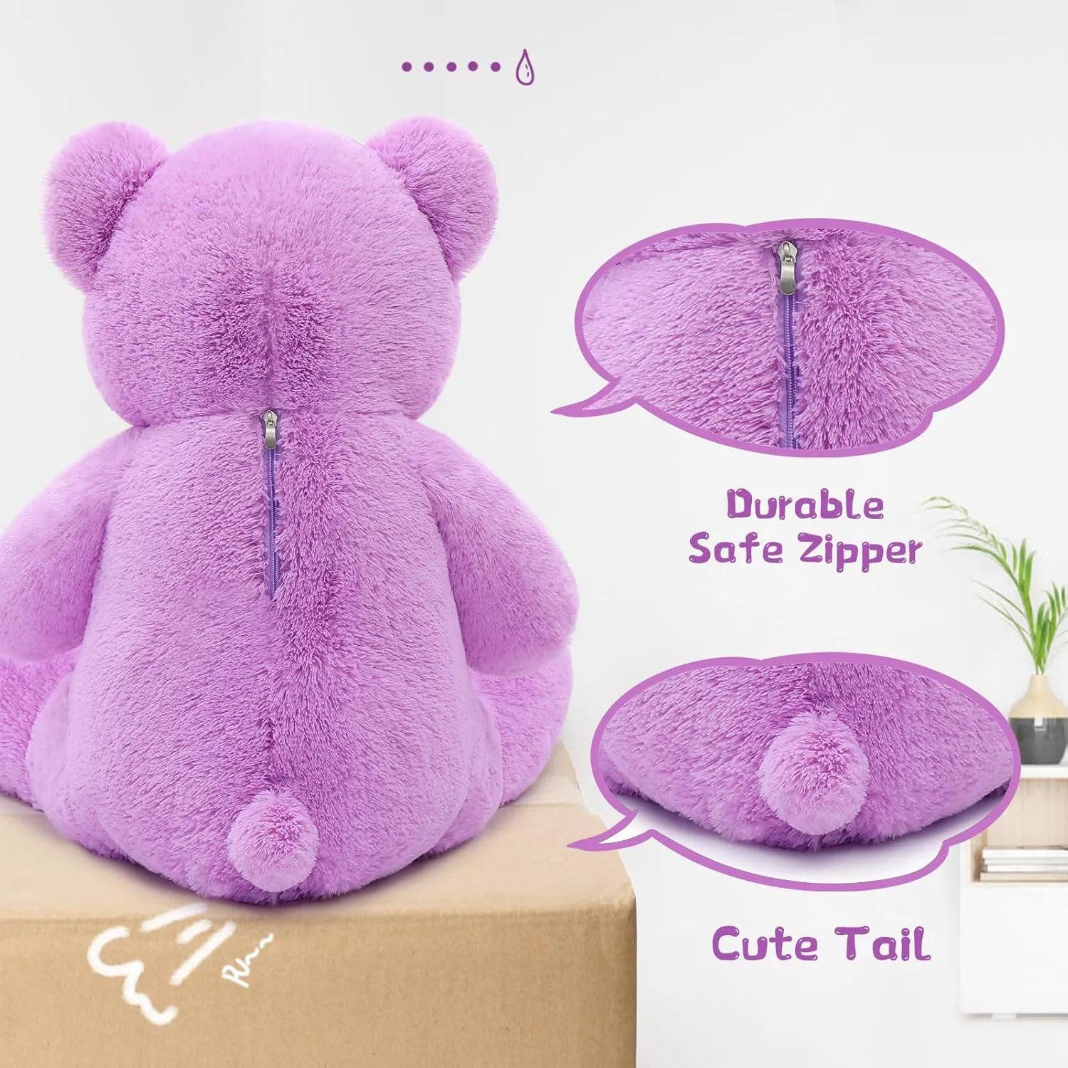 36 inch Big Teddy Bear Cute Giant Stuffed Animals Soft Plush Bear for Girlfriend Kids, Purple