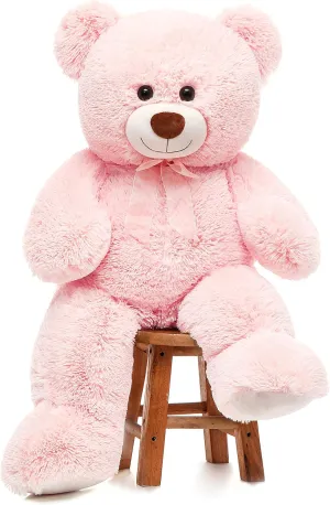 36 inch Big Teddy Bear Giant Pink Plush Bear Stuffed Animal Cute Bear Plush for Baby Shower, Super Soft Cuddly Bear Toy for Kids Girlfriend Valentine's Day