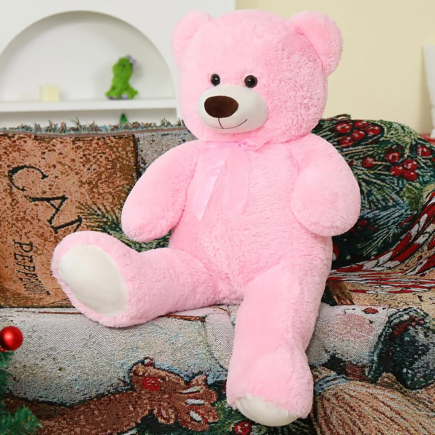 36 inch Big Teddy Bear Giant Pink Plush Bear Stuffed Animal Cute Bear Plush for Baby Shower, Super Soft Cuddly Bear Toy for Kids Girlfriend Valentine's Day