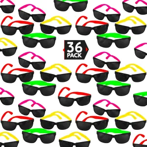 36 Pack 80's Style Neon Party Sunglasses - Fun Gift, Party Favors, Party Toys, Goody Bag Favors