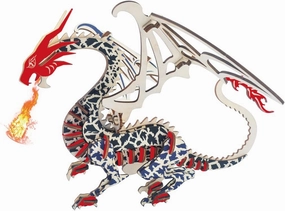 3D Wooden Puzzles Laser Engraving DIY Safe Assembly Constructor Kit Toy for Teens and Adults World Animal Mechanical 3-D Models for Self-Assembly (G1 Flying Dragon)