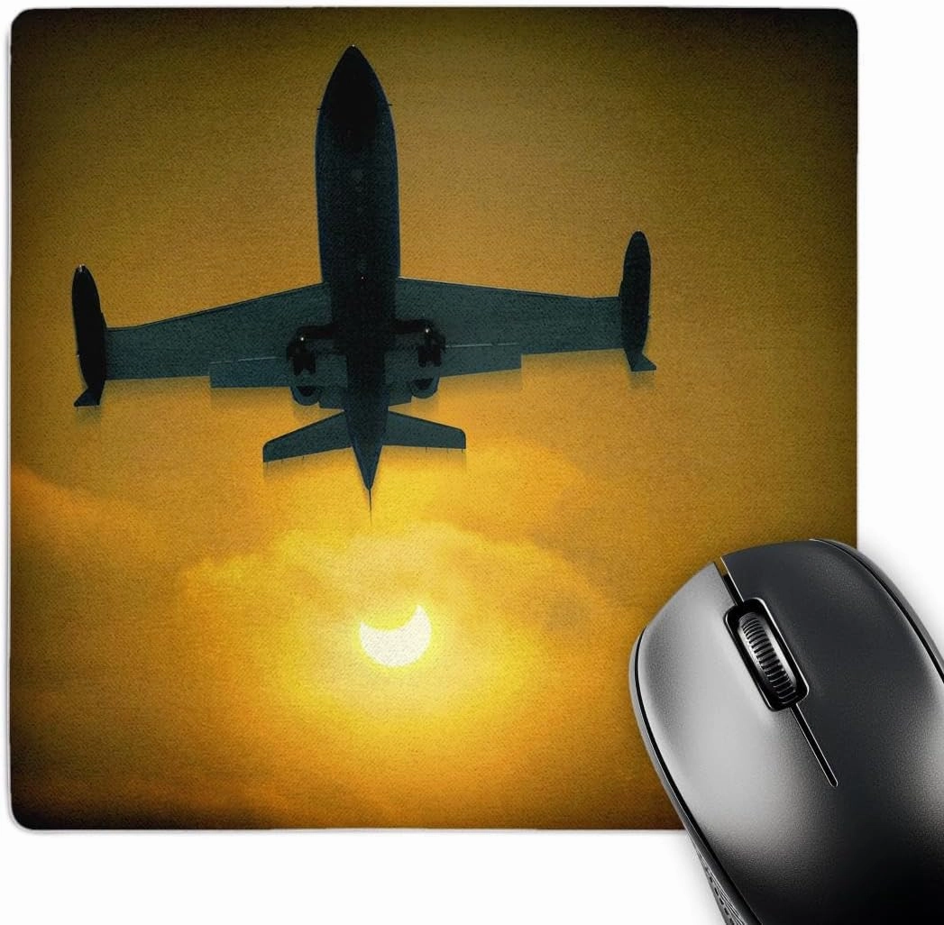 3dRose LLC 8 x 8 x 0.25 Inches Jet Plane Eclipse Sun Moon Mouse Pad (mp_55925_1)