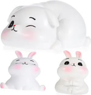 3Pcs Miniature Rabbit Figurines Adorable Resin Bunny Statues for Garden Decor Dollhouse Accessories and Home Ornaments Year Rabbit
