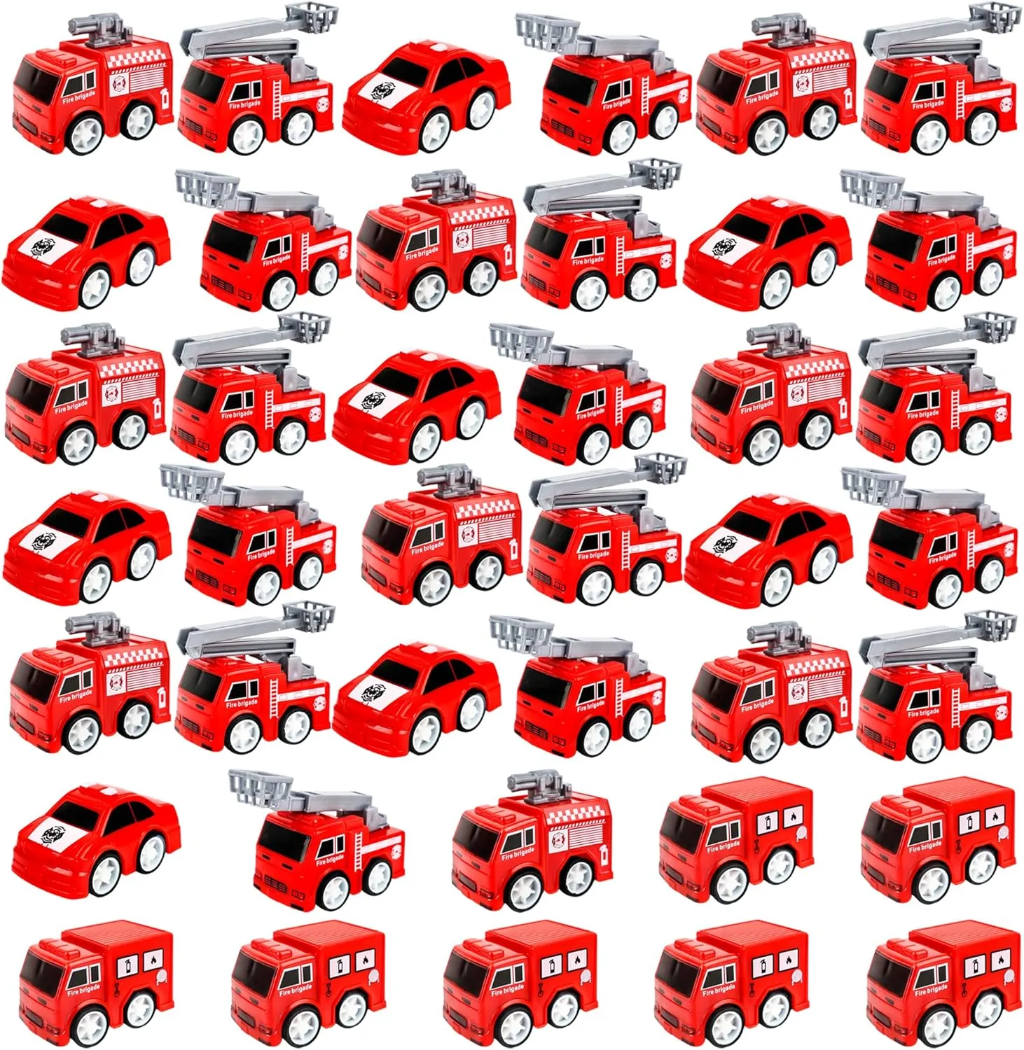 40 Pcs Mini Pullback Fire Truck Toy Plastic Pull Back Firetrucks Toy Bulk Small Fire and Emergency Toy Trucks Set for Kids Firefighter Birthday Party Supplies, 5 Styles