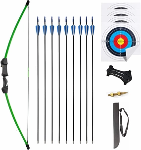 45" Youth Bow and Arrows Set for Kids 8-12 Teens Recurve Archery Beginner Gift Longbow Kit, Outdoor Hunting Play Gift Toys, 9 Arrows, 4 Target Face for Backyard Game Age 12-14 14-16