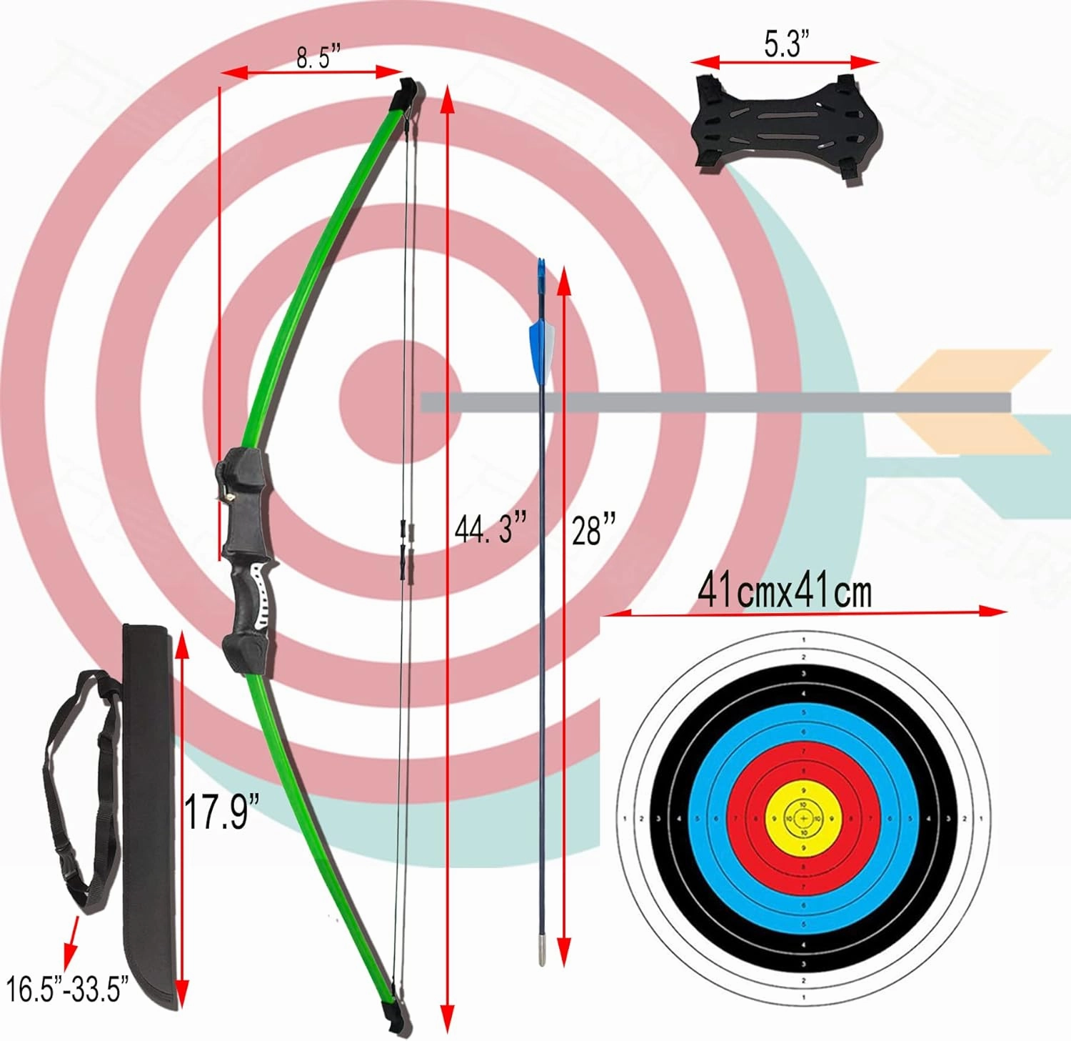 45" Youth Bow and Arrows Set for Kids 8-12 Teens Recurve Archery Beginner Gift Longbow Kit, Outdoor Hunting Play Gift Toys, 9 Arrows, 4 Target Face for Backyard Game Age 12-14 14-16