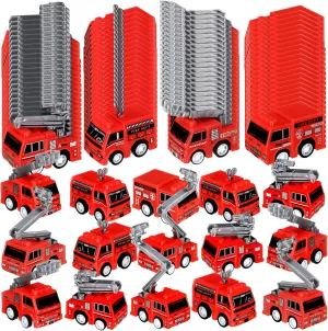 48 Pcs Mini Pullback Fire Truck Toy Small Pull Back Firetruck Plastic Fire Engine Toy Trucks Firefighter Birthday Party Supplies, Fireman Favors Goodie Bag Fillers, 4 Styles