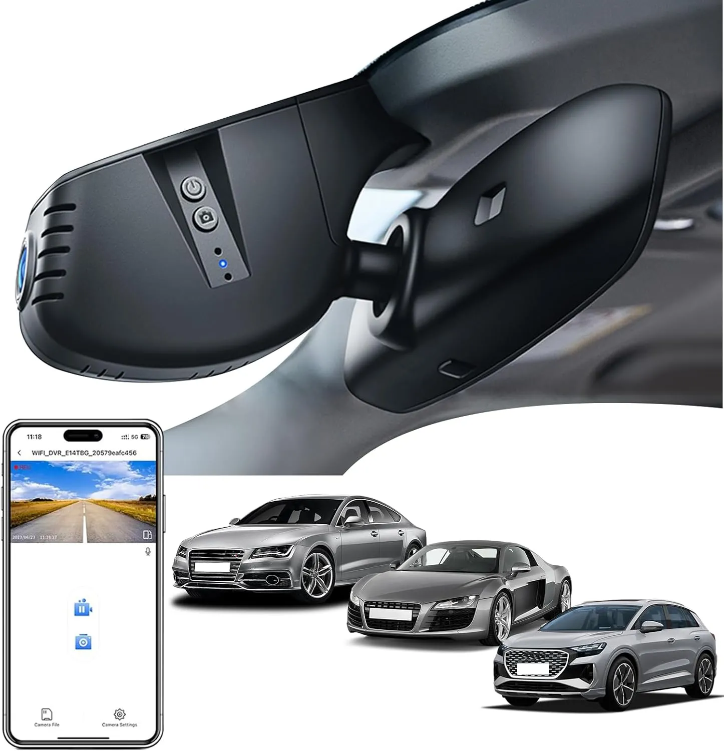 4K Dash Cam fit for Audi (Model A) 2019 2020 2021 2022 2023 2024 A4 A6 Allroad A3 A5 Q5 S4 S6 Q7 A8 S8 TT A7 S5 Q3 S3 S7 RS3 RS5 RS6 e-tron, OEM Look, UHD 2160P Video, WiFi & App, 128GB Card