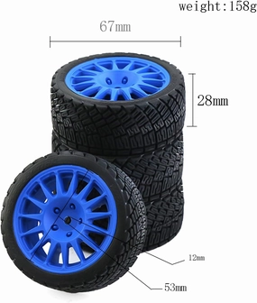 4PCS 1/10 RC Tires 67mm RC On-Road Tires Hard Plastic Wheel Rim 12mm Hex Fit for 1/10 RC On-Road Car TRAXXAS Tamiya TT01 TT02 XV01 Kyosho HSP HPI