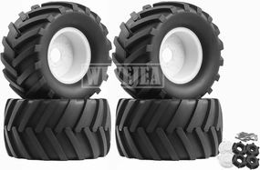 4PCS 1/8 Scale RC Monster Truck Rubber Tire w/17mm Hex Plastic Wheel Rim 170mm/90mm Rubber Rocks Tyres Set Fit for 1/8 Traxxas Sledge 95076-4 Arrma Kraton 6S Typhon 3S HSP HPI Redcat Kaiju