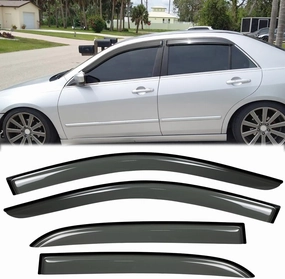 4pcs Original Shatterproof Outside Mount Style Window Rain Guards Shield Side Window Wind Deflectors Dark Smoke Vent Window Visors Compatible with 2003-2007 Accord 4-Door Sedan Only 94943