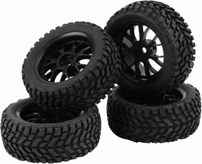 4Pcs RC Wheel Tires, 12mm/0.47inch Hex Adapte 75mm/6.22inch Tire Diameter Racing Off Road Car Tires Rubber Tyre Wheel Rim for 1/10 Remote Control Vehicle Part
