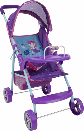 509 Crew : Mermaid Doll Stroller - Kids Pretend Play, Canopy & Cup Holder, Easy Fold Storage & Travel, Fits Dolls Up to 21', Ages 3  (T715028)