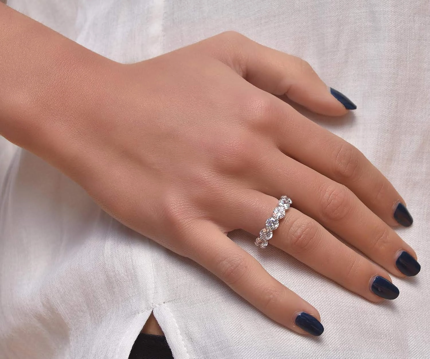 5.00mm 925 Sterling Silver Cubic Zirconia Fashion Ring - Eternity, Engagement, Wedding Band