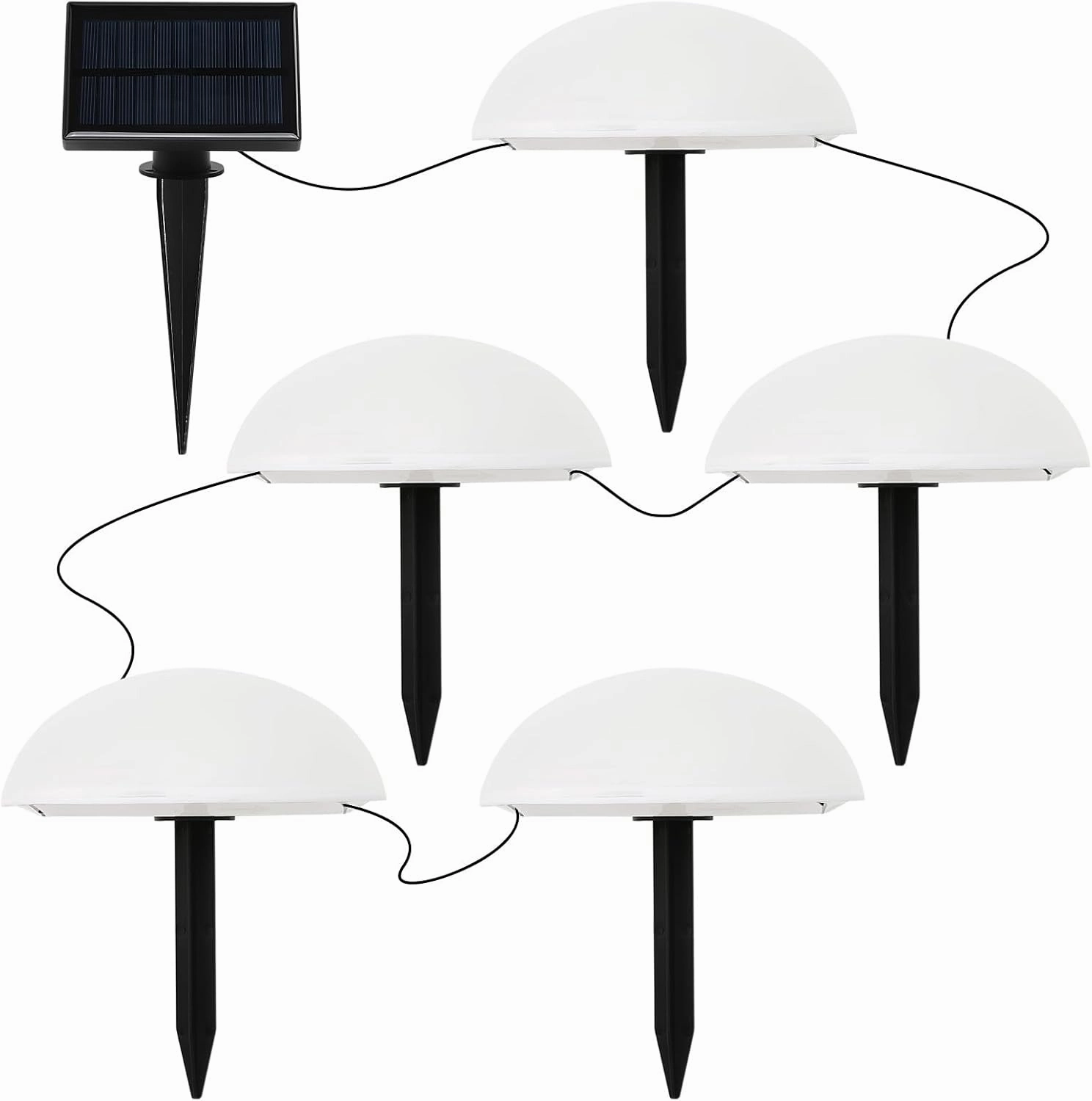 5 in 1 Solar Pathway Lights Outdoor, IP65 Waterproof Solar Pebble Lights Garden Hemisphere Stake Lights Solar Dome Lights for Garden, Patio, Pathway, Yard (Warm White)