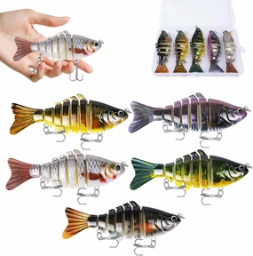 5PCS Bionic Swimming Bait, zxbaers 3.9in Bionic Fishing Lures That Swim by Itself, Swimbait FishingGear, Fishing Soft Plastic Lures Suitable for All Kinds of Fishing Waters