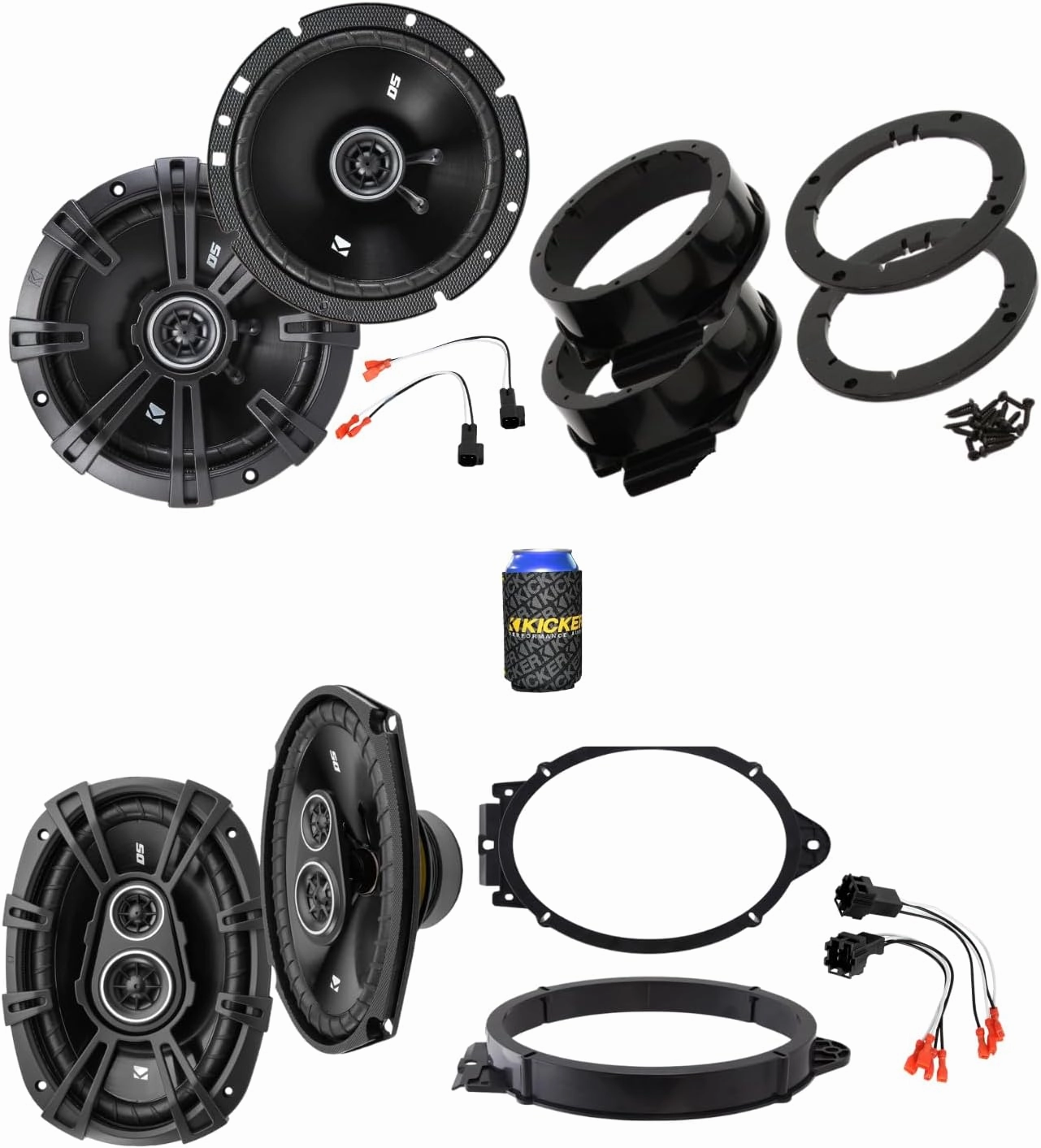 6.75 inch and 6x9 inch Speakers for 2010-2015 Chevy Camaro Kicker DS Upgrade Kit Front and Rear (w/o Boston Acoustics) with Harnesses and Adapters