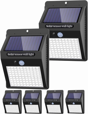 6 Pack Solar Lights Outdoor, 3 Modes/100LED Solar Security Lights Wireless IP65 Waterproof Solar Motion Lights Outdoor Solar Wall Lights Outdoor Lights for Front Door, Backyard, Garage, Deck…