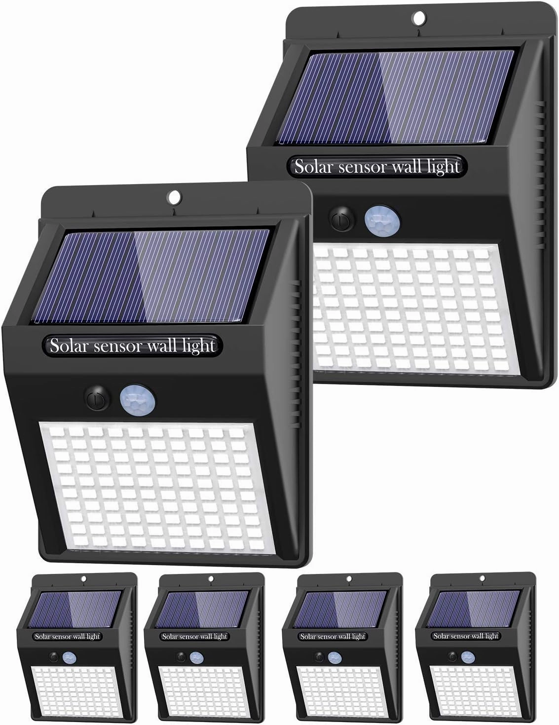 6 Pack Solar Lights Outdoor, 3 Modes/100LED Solar Security Lights Wireless IP65 Waterproof Solar Motion Lights Outdoor Solar Wall Lights Outdoor Lights for Front Door, Backyard, Garage, Deck…