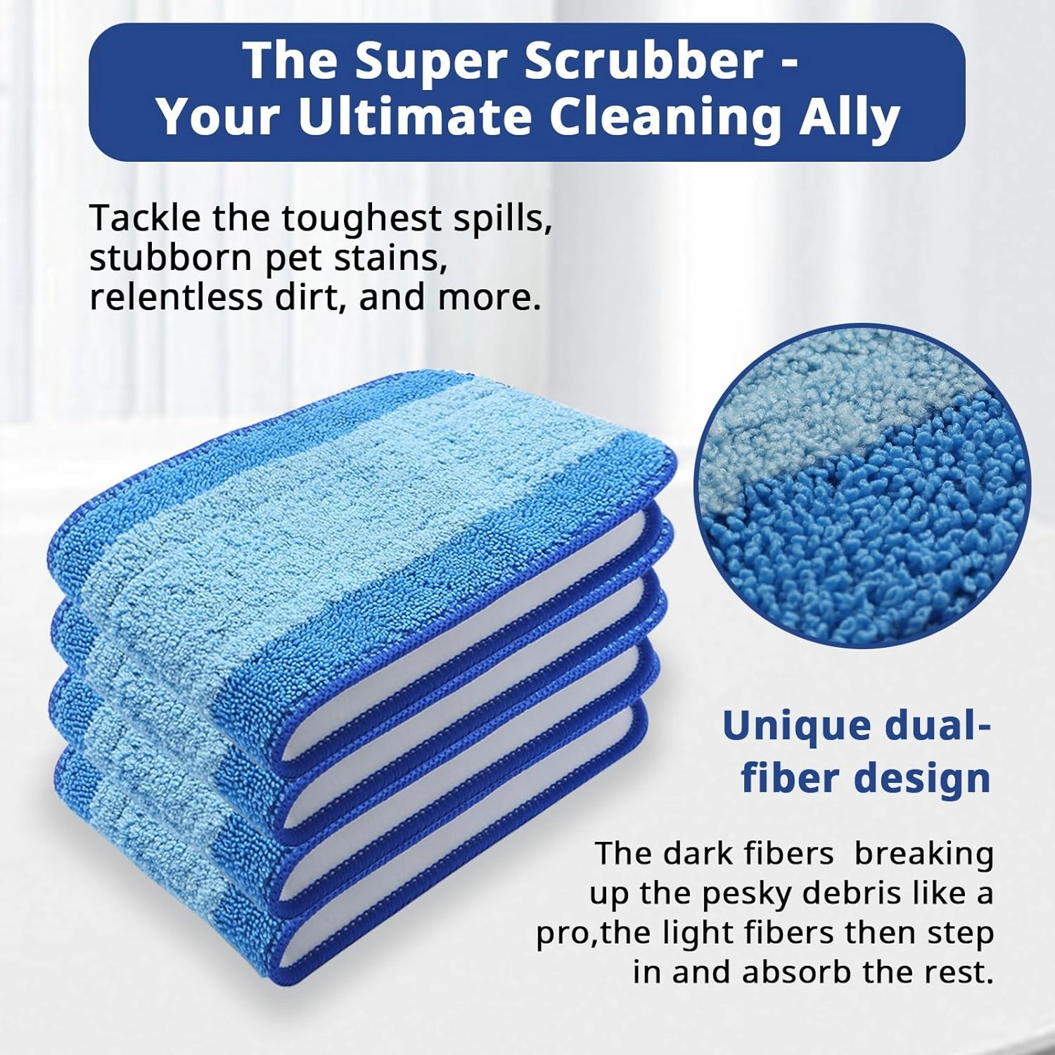 6pack Hardwood Floor Cleaner Pads Compatible with Bona Mop Washable Reusable Microfiber Cleaning Pad Replacement Multi-Surfacecleaner Refill 2 Deep Cleaning Pad 2 Microfiber Cleaning Pad 2 Dusting Pad