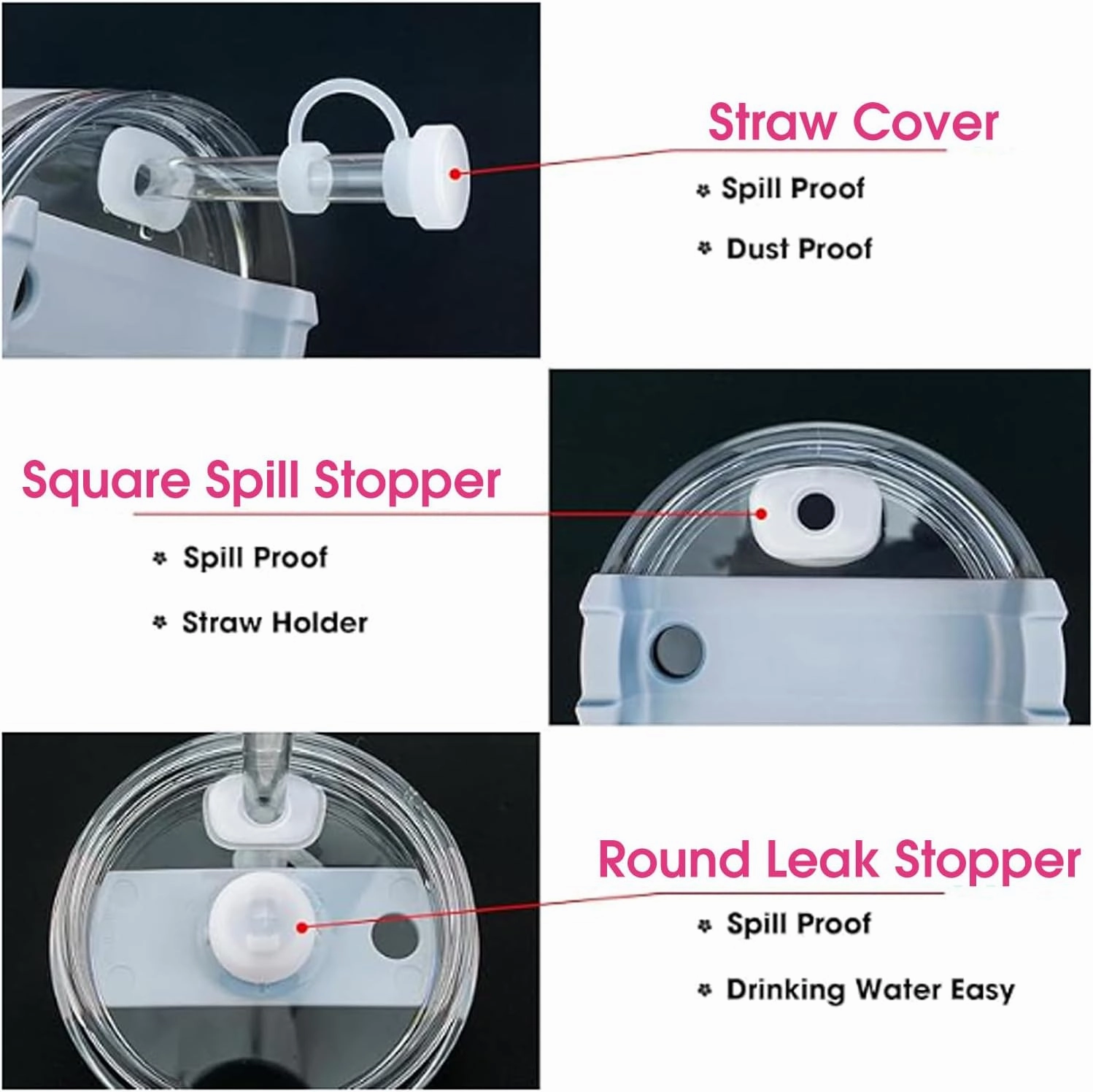 7 PCS Cup Accessories Set Including Water Bottle Handle Strap Silicone Boot,Coin Purse,Silicone Cup Boot, Silicone Straw Cover for Stanley Cup 30oz & 40oz Tumbler