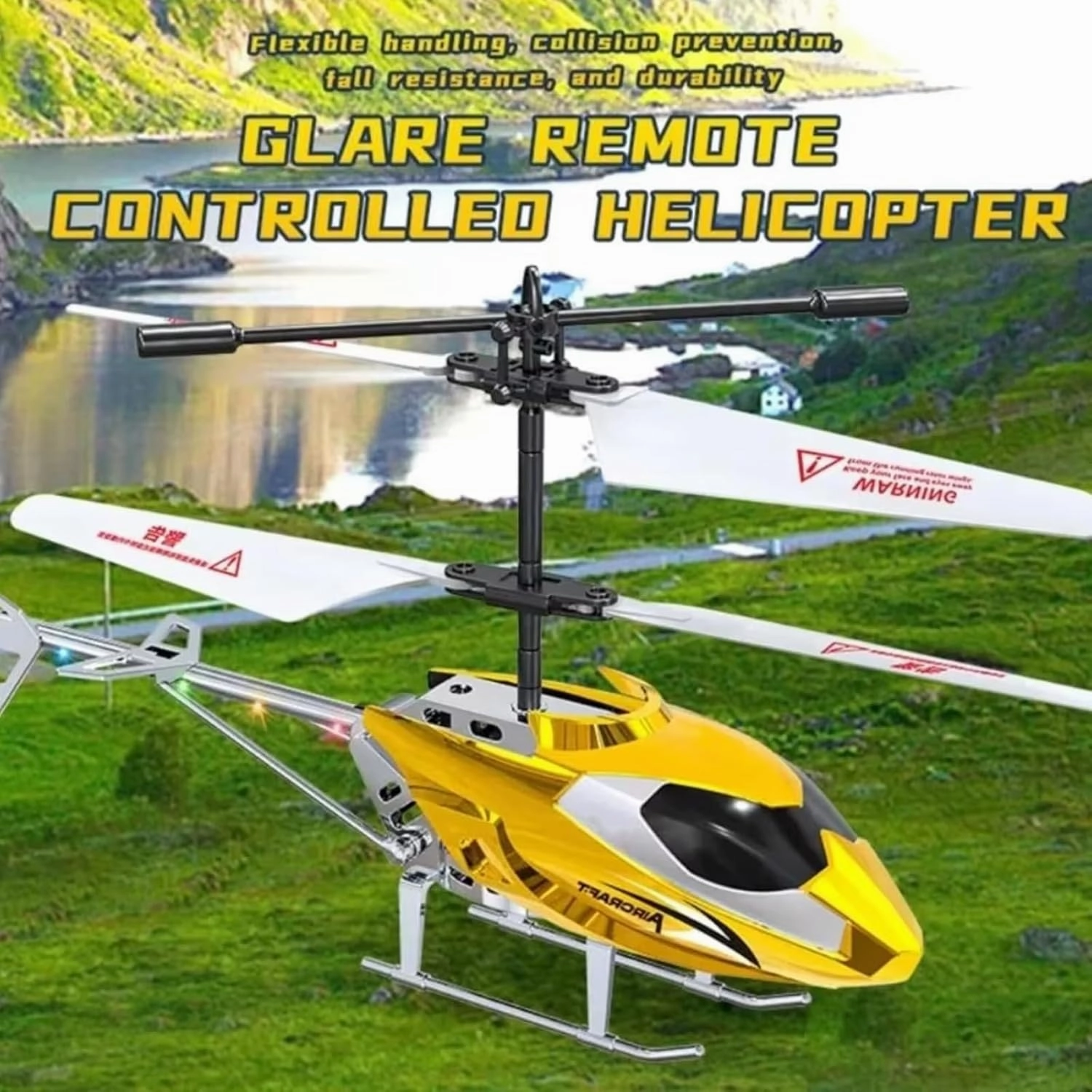 8.3inch RC Helicopter 3.5CH Remote Control Helicopter Airplane USB Charging Kids Toy Resistant Collision Alloy Wireless Aircraft Toys with LED Lights for Boys Children Gift
