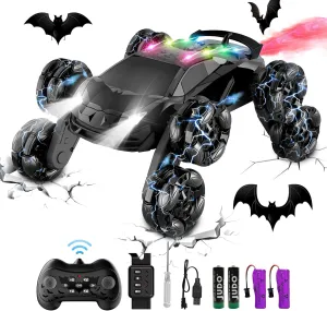 8WD Remote Control Car, 2.4Ghz RC Cars with Spray & Cool Light, Kids Toys Electroplating Process Transform Drift Climbing Car, Boys Toys for Age 4-6 7 8-13 Year Old (Black)
