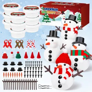9 Pack Build a Modeling Clay Snowman Kit, Snowman DIY Christmas Crafts for Kids, Christmas Crafts Xmas Gift Winter