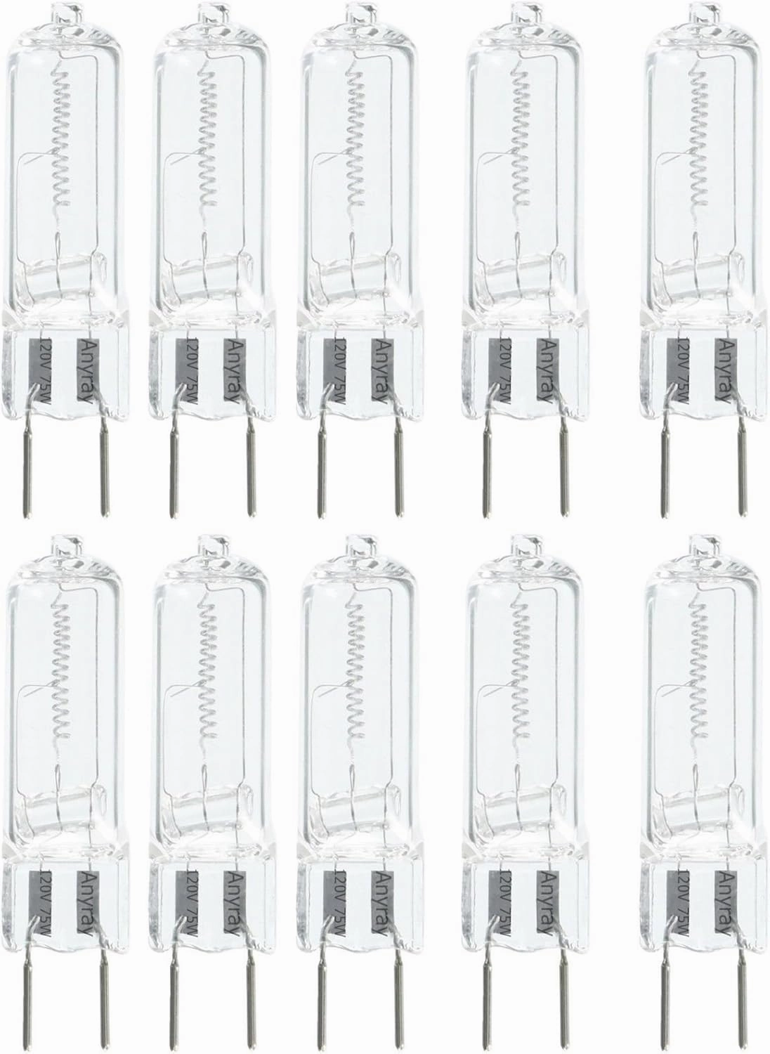 (10)-Bulbs G8 75W 75 Watt 120V T4 Light Bulbs 75Watt 110V-130Volts Anyray 10- Lamps