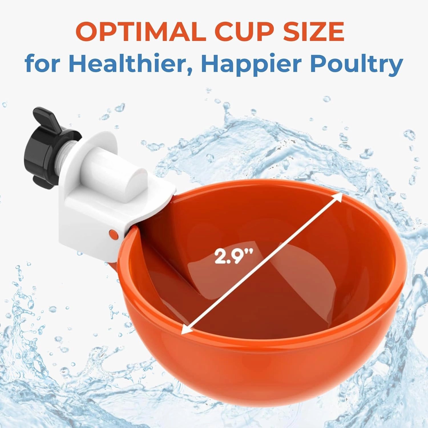 (5 Pack) Lil Clucker Large Automatic Chicken Waterer Cups | Chicken Water Feeder Suitable for Chicks, Duck, Goose, Turkey and Bunny | Poultry Water Feeder Kit (Orange)…