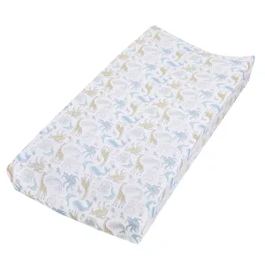 aden   anais Essentials Changing Pad Cover, 100% Cotton Muslin, Super Soft & Breathable, Tailored Snug Fit, Single, Natural History