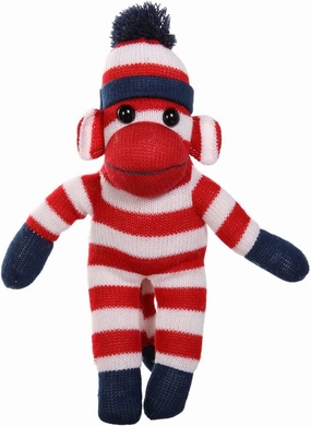 Adorable Sock Monkey, The Original Traditional Hand Knitted Stuffed Animal Toy Gift-for Kids, Babies, Teens, Girls and Boys Baby Doll Present Puppet (16" Red)