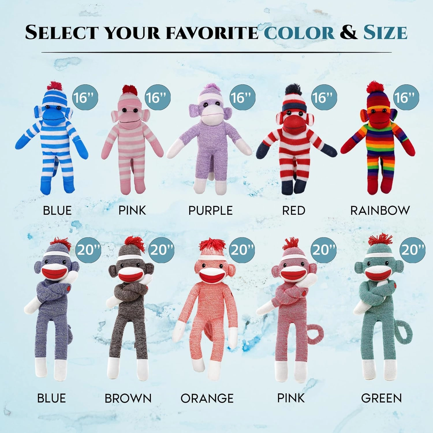 Adorable Sock Monkey, The Original Traditional Hand Knitted Stuffed Animal Toy Gift-for Kids, Babies, Teens, Girls and Boys Baby Doll Present Puppet (16" Red)