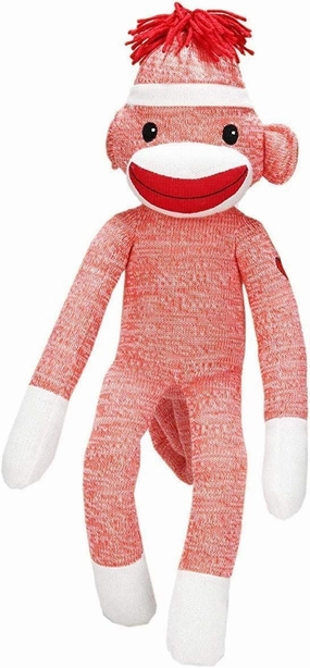 Adorable Sock Monkey, The Original Traditional Hand Knitted Stuffed Animal Toy Gift-for Kids, Babies, Teens, Girls and Boys Baby Doll Present Puppet (20" Orange)