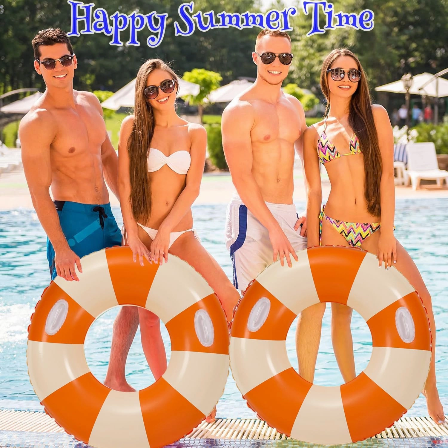 Adult Large Hawaiian Swimming Rings Circle Floaty Hawaiian Inflatable Pool Float Tube,s Water Fun Large Adult Swimming Pool Float for Beach Lake Summer Holiday Beach Party